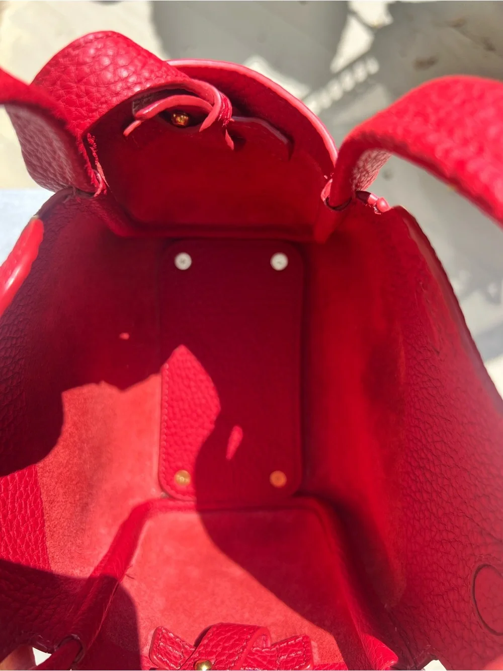 Songmont Mini Song Bag - Lucky Red Soft Leather Bucket Handbag